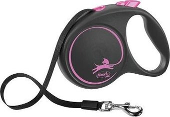 Поводок-рулетка Flexi Black Design L ремень 5 м (розовый)